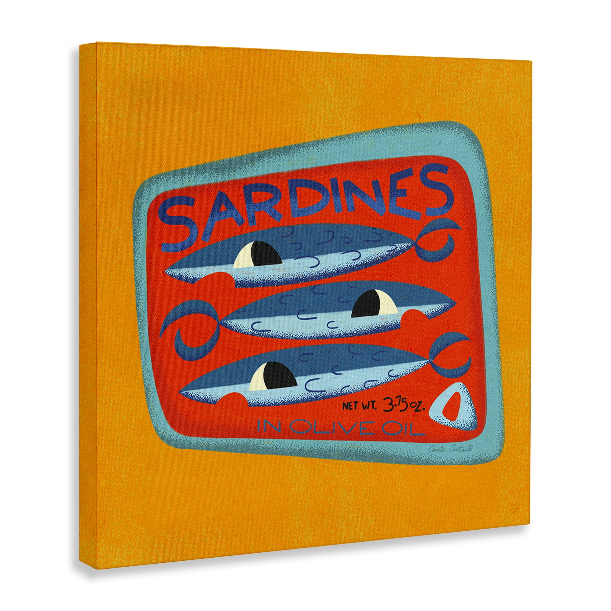 Stupell Industries Bright Hued Sardine Can Food & Beverage Painting Wrapped Canvas Art Print Wall Art, 24 x 24