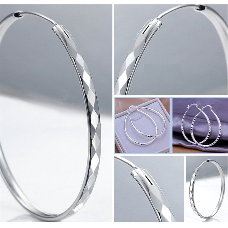 Fashionable Solid Silvery Jewelry Twinkle "U" hoop Zinc Alloy Dangle Earrings ~~ 