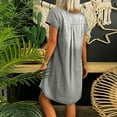 thumbnail image 5 of Dyegold Sundresses for Women Casual Beach - Church Dresses for Women 2023 V-Neck Short Sleeve Plus Size Denim Midi Sun Dresses ​Loose Fit Summer ​Holiday ​Dress, 5 of 7