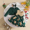 thumbnail image 4 of iiniim Infant Baby Girls Santa Claus 3pcs Christmas Outfit Set Newborn Dresses Dark Green 18-24M, 4 of 7