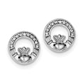 thumbnail image 1 of Sterling Silver Rhodium Plated CZ Claddagh Post Earrings QE9223, 1 of 2