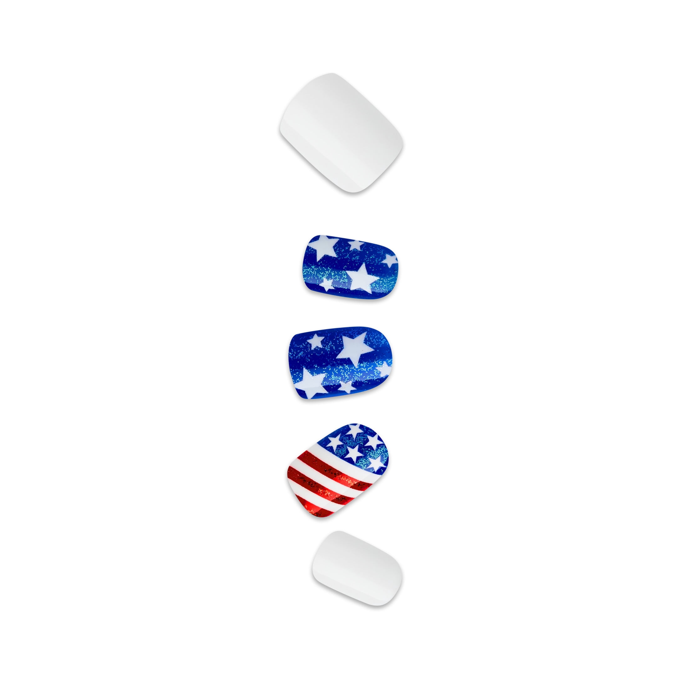 Kiss Impress Press On Nails Short, ‘Liberty’, Multicolor, Squoval, 30 Count