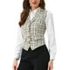 thumbnail image 4 of INSPIRE CHIC Chaleco de Mujer con Solapa Notch V Cuello de Un Solo Botón Vintage de Cuadros XS Albaricoque, 4 of 6