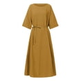 thumbnail image 2 of Ketyyh-chn99 Robe pour Femme Grande Taille Robe Évasée à Fleurs Manche à Volants à Étages Robe Trapèze Courte Jaune,P, 2 of 4