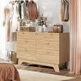 thumbnail image 3 of Commode Moderne Mi-Siècle à 7 Tiroirs – Coffre en Bois de Chêne de 47 Pouces avec Poignées Dorées, Armoire de Rangement Cannelée pour Chambre, Garde-Robe, Salon, Couloir, Entrée, 3 of 8