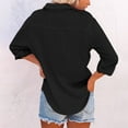 thumbnail image 4 of kaprioy Button Down Shirts for Women Dress Shirts Long Sleeve Wrinkle-Free Blouse Casual Solid Office Work Tunic Top Black, XL, 4 of 6