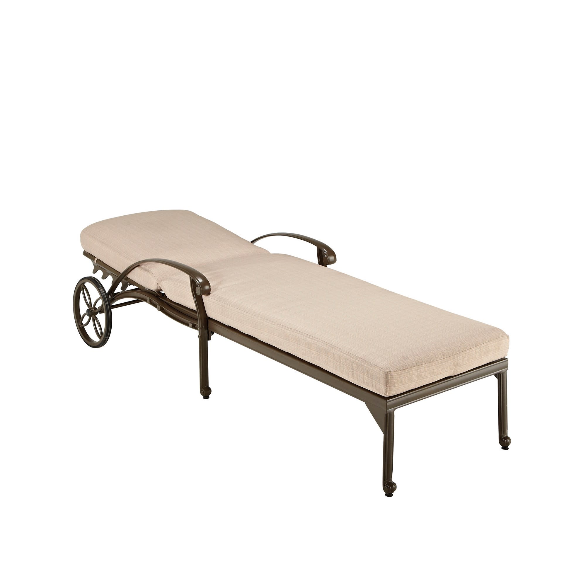 Homestyles Capri Cast Aluminum Outdoor Patio Reclining Chaise Lounge in Taupe - image 2 of 2