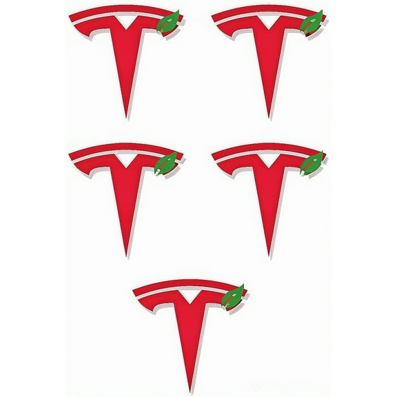 CoolKo Center Cap Wheel Rim Logo T Emblem Decals Stickers 5 Pieces Compatible with Tesla Model Y