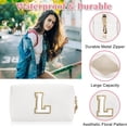 thumbnail image 3 of HSHDLDF Personalized Initial Letter Patch Makeup Bag Preppy Chenille Letter Cosmetic Pouch with Zipper Color1-White-L, 3 of 7