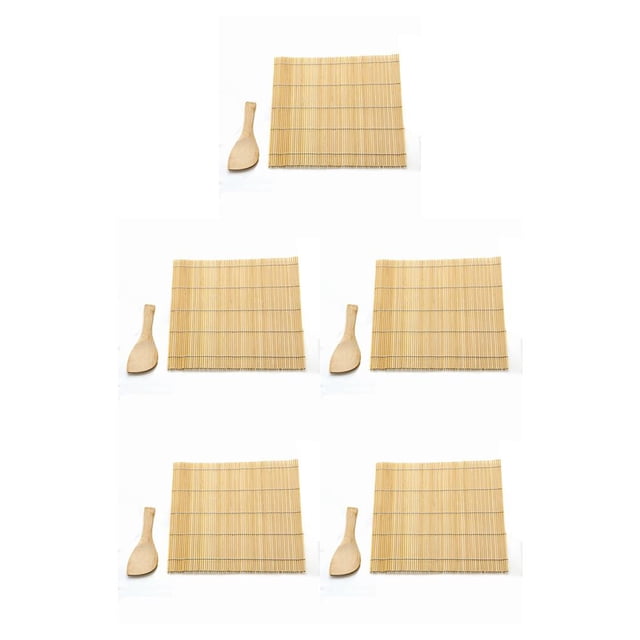 Naiovety Rolling Mat Washable Reusable Sushi Making Stick Set Cake Pad Tools Kitchen Supplies Maker for Beginners Gift 24x24cm No.1 5piezas Naiovety CBP254438