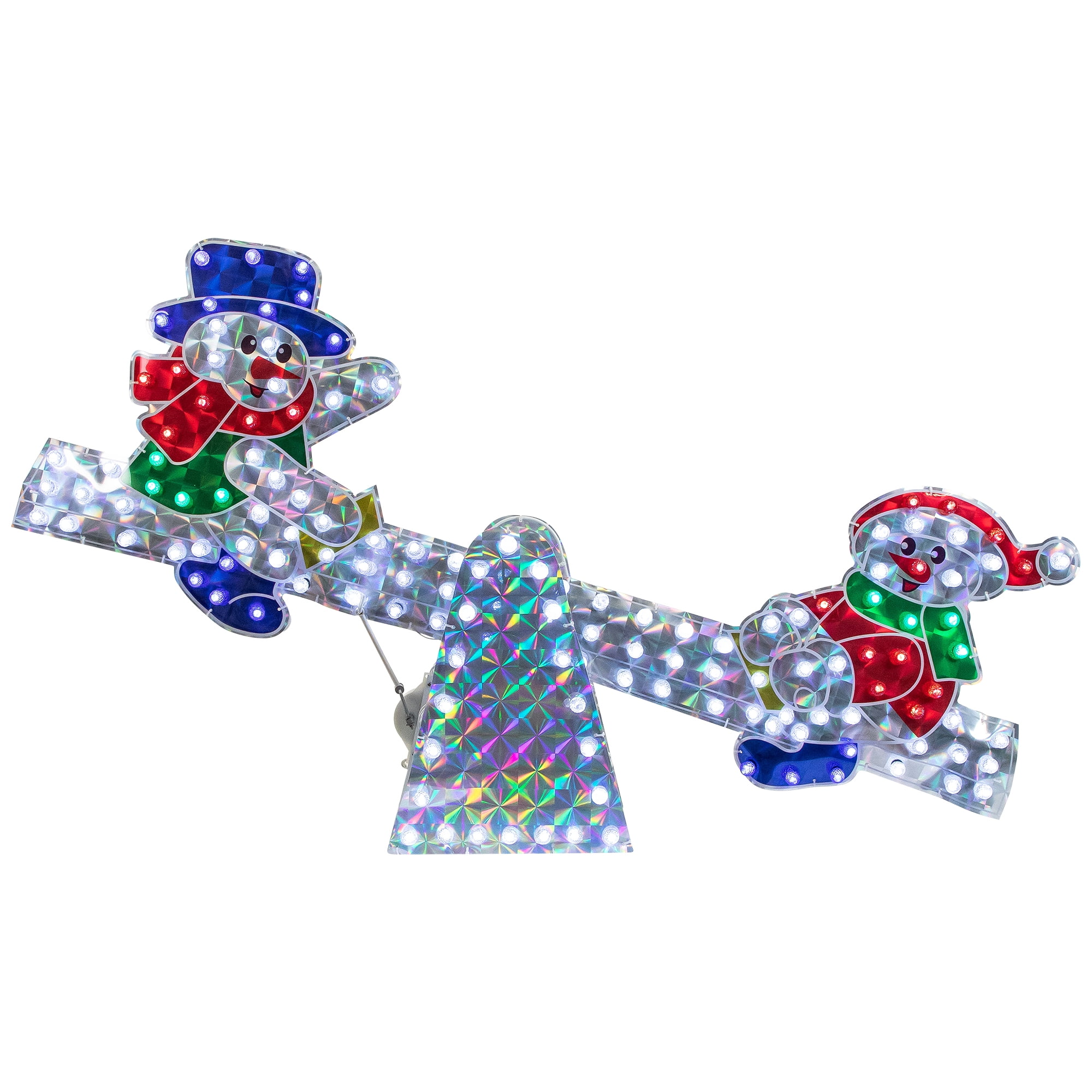 Northlight Lighted Holographic Snowmen on See Saw Outdoor Christmas Decoration - 46" - Multicolor