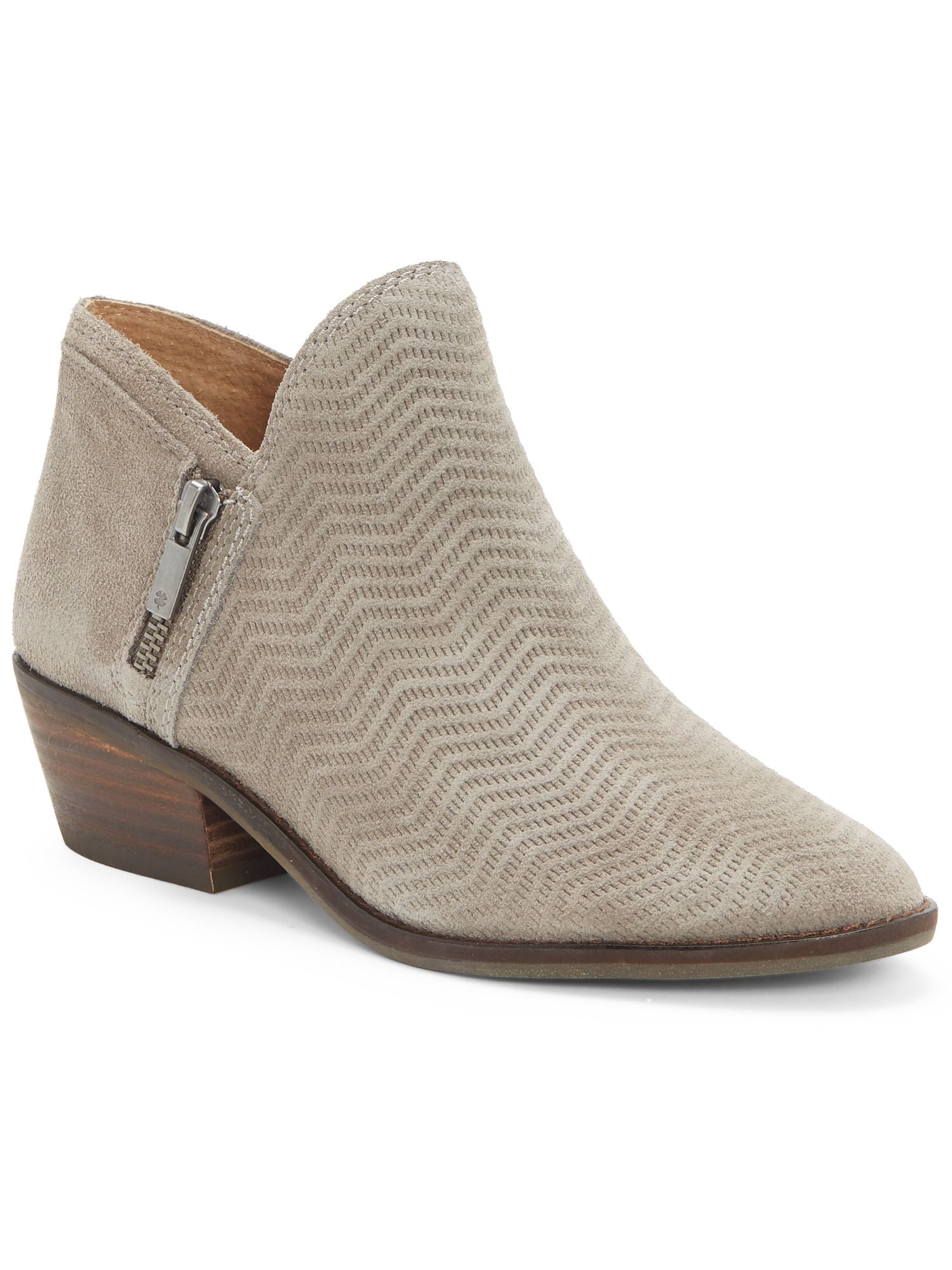 LUCKY BRAND Womens Gray V-Notch Side Cut-Out Cushioned Almond Toe ...