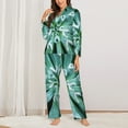 thumbnail image 2 of Lsque Teal Cactus Pattern Long Sleeve Pajama Set for Women - Soft 2-Piece Sleepwear and Loungewear Set with Pockets, Comfy Nightwear-X-Large, 2 of 7