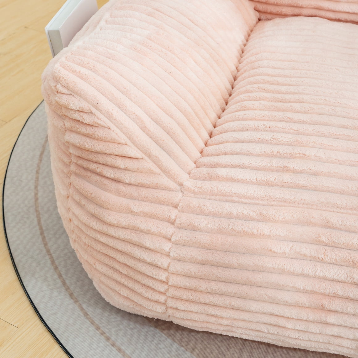 Bean Bag Chairs, Memory Foam Bean Bag Chairs for Adults, Living Room Lazy Sofa with Side Pocket for Bedroom & Dorm, Pink
