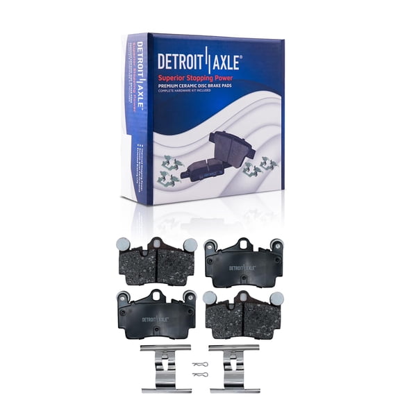 Detroit Axle - Rear Ceramic Brake Pads with Hardware Set Replacement for 2007-2010 Porsche Cayenne Adui Q7 Volkswagen Touareg - 2pc Set