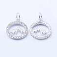 thumbnail image 2 of 1 Pcs Flat Round Pendant Charms Brass Micro Pave Cubic Zirconia Pendants Hollow Flat Round with Mountain Metal Charms Pendant for Women DIY Necklace Bracelet Earring Jewelry Craft Making, 2 of 2