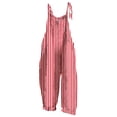 thumbnail image 3 of MDUKONU Women's Red White Striped Spaghetti Strap Jumpsuit, Tie Shoulder Wide Leg Casual Romper with Pockets Red S, 3 of 8