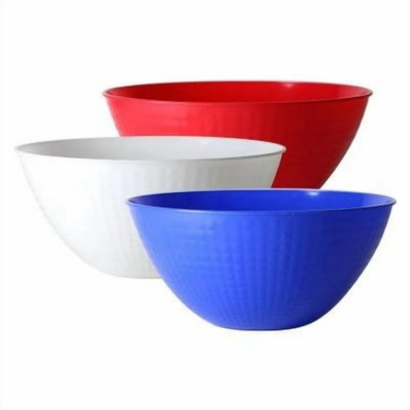 EcoQuality 100oz Assorted Color Red White Blue Pixel Bowl - Disposable Plastic Soup Bowls, Heavy Duty Plastic Salad Bowls, Dessert Bowl for Baby Showers, Weddings, Birthday Party (3)