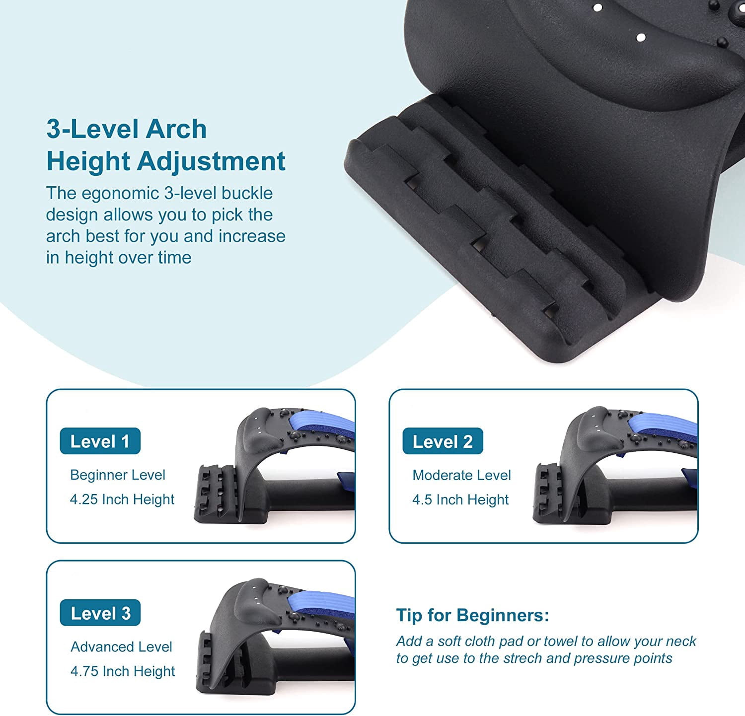 iGelSoles Neck Stretcher, Multi-Level Neck Massager for Migraine Relief, Cervical Traction Device for Neck Pain Relief, Neck and Shoulder Relaxer for Neck Decompression