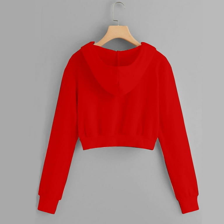YanHoo Cropped Hoodie Zip Up Girls Long Sleeve Solid Hoodies YanHoo Cropped Hoodie Zip Up Girls Long Sleeve Solid Hoodies