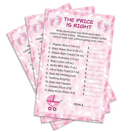 Pink Girl Baby Shower Game The Price Is Right Set Of 20