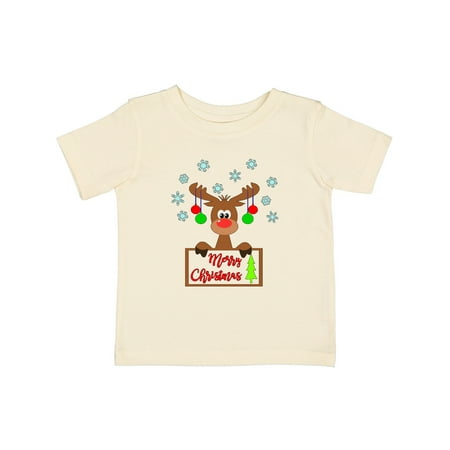 

Inktastic Merry Christmas Cute Reindeer with Decorations Gift Baby Boy or Baby Girl T-Shirt