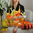 thumbnail image 6 of Balery Vibrant Color Splash Pattern Pajama Sets for Women Long Sleeve 2 Piece Sleepwear Loungewear Sets Soft PJ's with Pockets Long Sleeve Comfy Pj Sets-Small, 6 of 7
