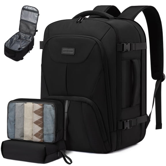 LOVEVOOK Travel Carry on Backpack ,Expandable 40L Extra Large Travel Laptop Backpack,Water Resistant Durable TSA Airline Approved Business College Carry on Bag Fit 17 Inch Computer,3 Pcs