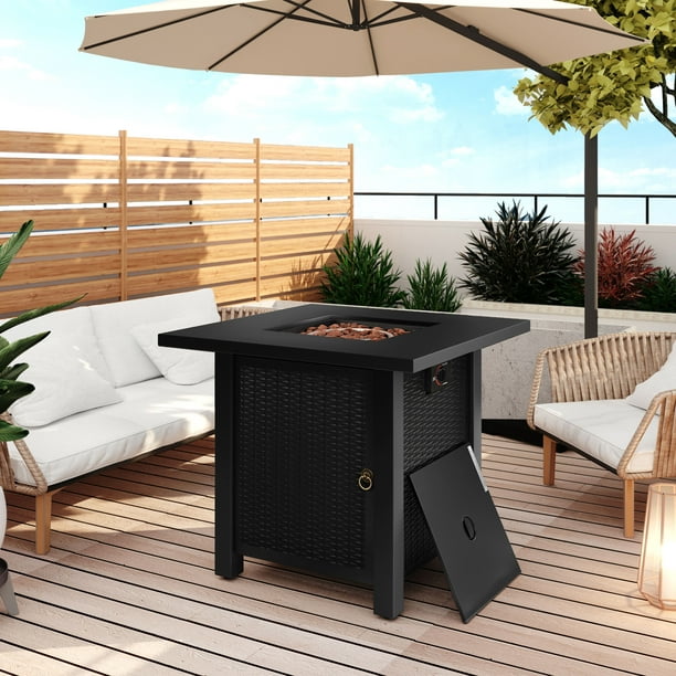 Outdoor Fire Pit Table Btmway 28in, Patio Set With Fire Pit And Umbrella