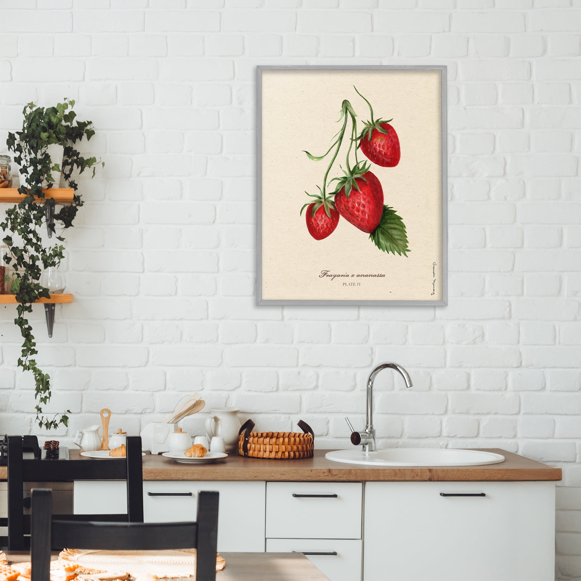 Stupell Industries Strawberry Fruit Portrait Gray Framed Giclee Art, design by Danielle Murray