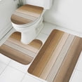 thumbnail image 3 of Brown Beige Bath Mat 3 Piece Bathroom Rug Set, Farmhouse Vintage Gradient Wooden Grain Non Slip Bath Rug Contour Mat and Toilet Lid Cover, Absorbent Shower Mats Soft Bath Rugs and Mats Sets, 3 of 8