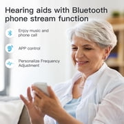 Hearing Aids (Not Amplifiers), Bluetooth Rechargeable Hearing Aids for Seniors Adults, Superior Sound Quality OTC Smart Hearing Aid with Noise Cancellation, Bluetooth Enabled & App Control, 4 Modes