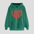 thumbnail image 2 of Jinhomg Women's Heart Print Sweatshirts Holiday Casual Kangaroo Pocket Drawstring Hoodies Fall Comfy Long Sleeve Hooded Sweatshirt Flash 90 off Clearance Sale Green XL, 2 of 6