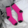 thumbnail image 5 of Gukieu Darkmagenta Print Contrast Color Mid-calf Socks, Sweat-wicking Athletic Socks, Unisex Clothing Accessories, 5 of 6