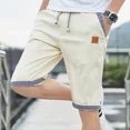 thumbnail image 3 of Pantalones cortos de lino y algodón para hombre, pantalones casuales con cordón, pantalones casuales sólidos, pantalones cortos de playa de talla grande para hombre, nuevos pantalones cortos de verano, 3 of 5