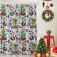 thumbnail image 5 of Shower Curtain 72"W x 84"L Western Cow Cactus Candy Cane Christmas Balls Light Blue Fabric Shower Curtains Set with Hooks Water Repellent Bathroom Curtains Machine Washable Bathroom Accessories, 5 of 9