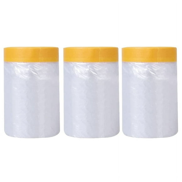 Rollos de láminas antipolvo, rollos de película de enmascaramiento de plástico, película de enmascaramiento con cinta autoadhesiva para pintar cubiertas de muebles