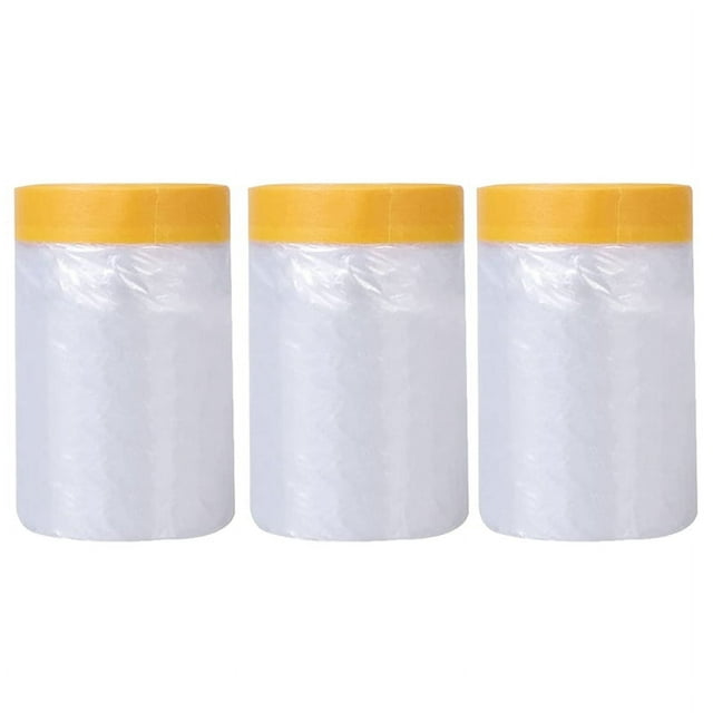 Rollos de láminas antipolvo, rollos de película de enmascaramiento de plástico con cinta autoadhesiva para pintar cubiertas de muebles