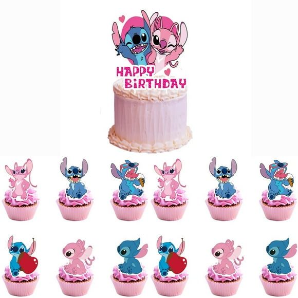 Stitch Party Pack: 25 Cake & Cupcake Toppers - Birthday Decorations for Lilo & Stitch Themed Parties - Cute Stitch Cake Decor