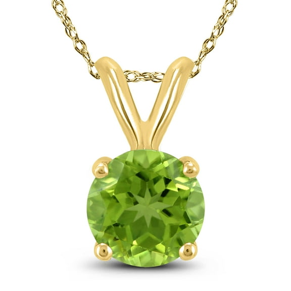 SZUL Women's 14K Yellow Gold 5MM Round Peridot Pendant