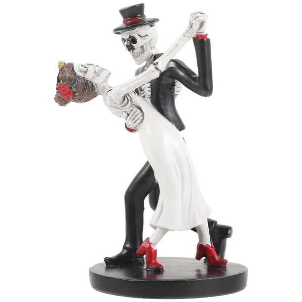 Halloween Bride Groom Skeleton Statue Dancing Pose Couple Figurine Skulls Halloween Decor