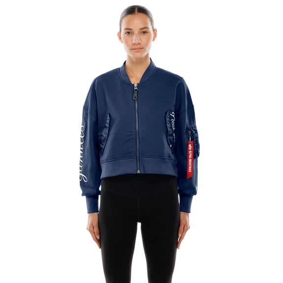 Women's New Era x Alpha Industries Navy New York Yankees Cropped Full-Zip Jacket