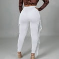 thumbnail image 4 of YWDJ Pants for Women High Waisted Sexy Tight Solid Color Fringed Bandage TrousersWhiteM, 4 of 9