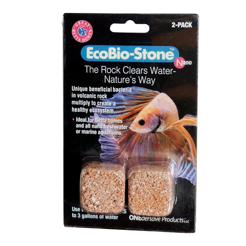 EcoBio-Block Water Clarifier for Fish Tank, Aquarium Supplies Odor Remover Rock, 2-Count, Nano
