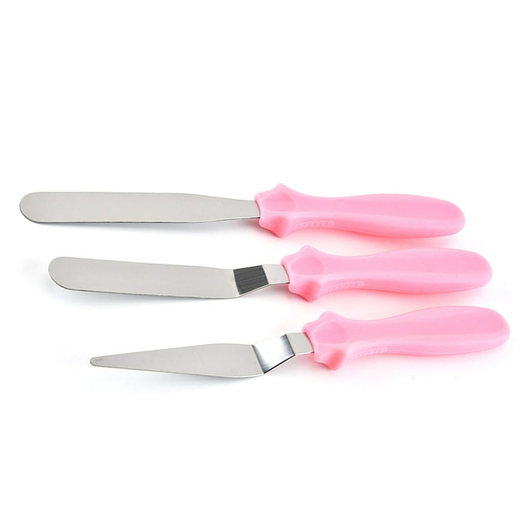 Miniature Cake Frosting Offset Spatula/Knife Set in Pink