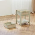 thumbnail image 2 of Surmoby Nightstand Set of 2,Boho Bedside Tables with Rattan Decor Drawer and Open Storage Shelf,Side Table End Tables for Bedroom or Living Room,Green, 2 of 7