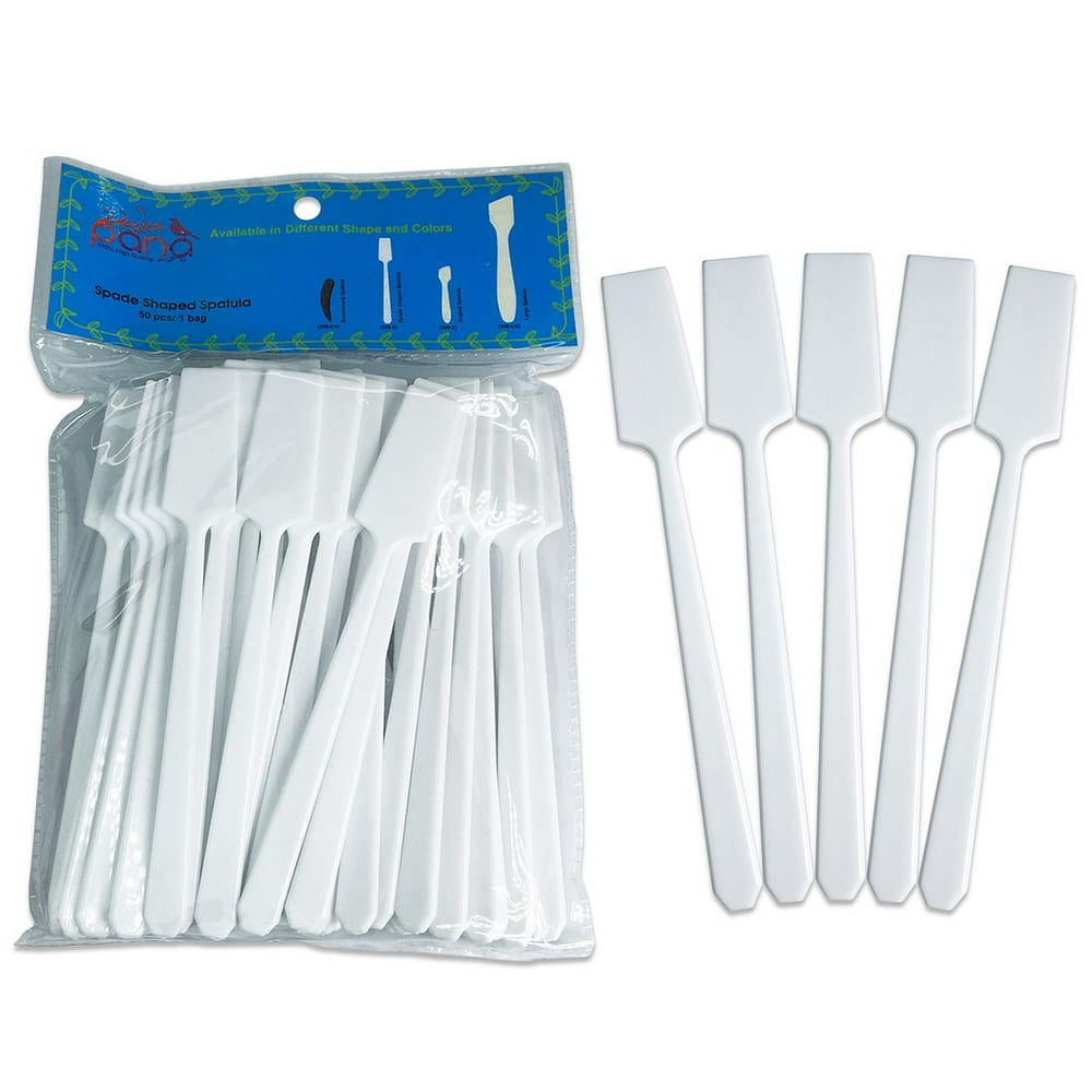 Pana Pana Spade Shaped Disposable Cosmetic 5" Cosmetic Spatulas White , 50 Pieces per pack