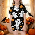 thumbnail image 2 of Tfken Halloween Girls Soft Pajamas Set Comfy Homewear Nightwear Print Halloween Comfortable Shorts Pajamas Set Summer Sleepwear Cute Loungewear Outfit Size 3-4 Years Black, 2 of 5