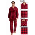 thumbnail image 2 of Apparonia Mens Pajamas Set Cotton Notched Collar Pajamas for Men Long Sleeve Mens Sleepwear with Pockets & Front Fly Red & Black Plaid L, 2 of 7