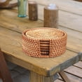thumbnail image 4 of 6 posavasos de ratán, cojines cálidos resistentes al calor, decoración con soporte Diámetro 8cm, 4 of 9